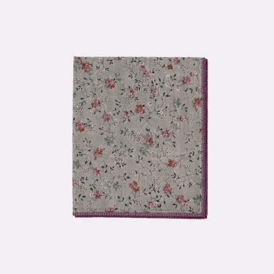 PAÑUELO FESTÓN GRIS FLORES