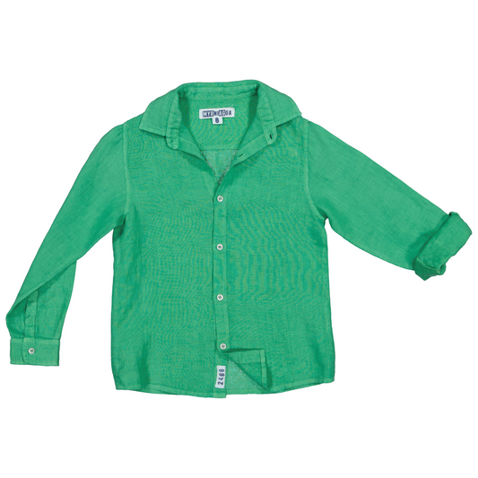 CHEMISE EN LIN VERT CAMILO