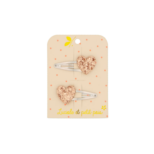CLIPS COEUR À PAILLETTES ROSE