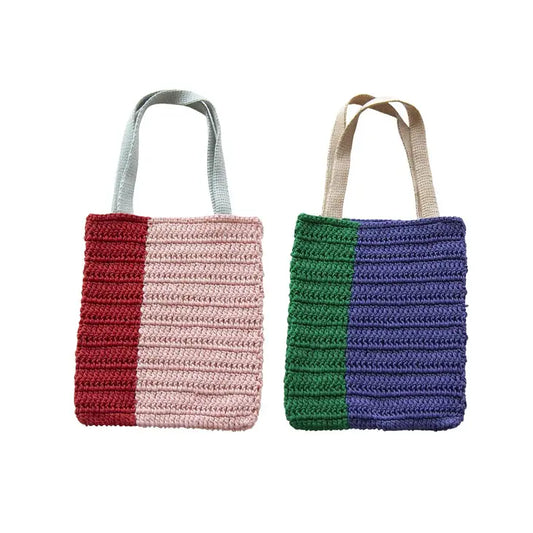 SAC CABAS AU CROCHET ROSE