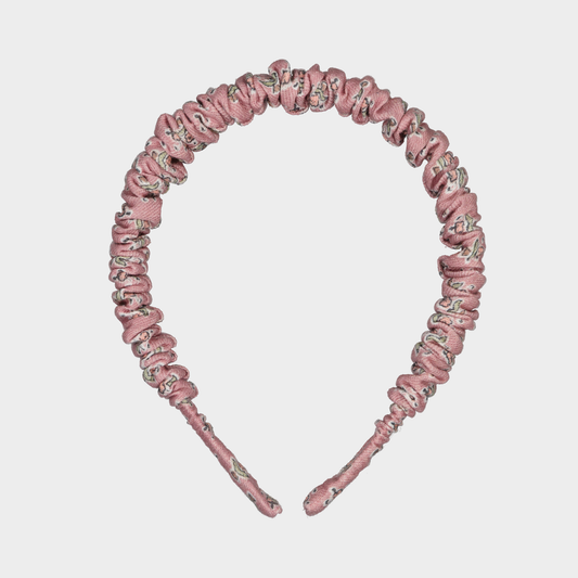 DIADEMA W26 ARRUGADA FLOR ROSA