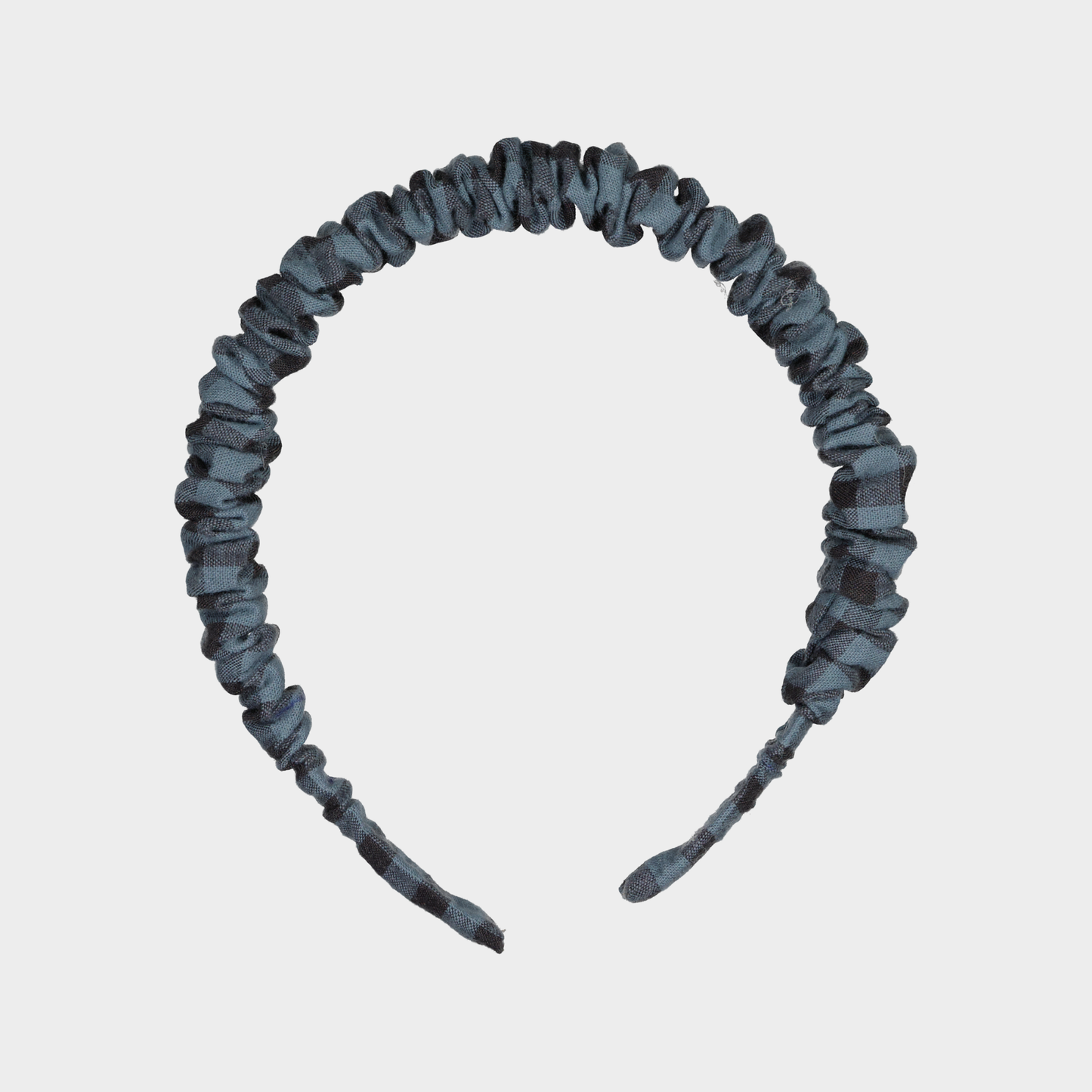 DIADEMA W26 ARRUGADA CUADRO VICHY AZUL Y GRIS