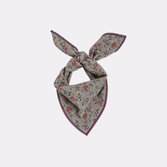 PAÑUELO FESTÓN GRIS FLORES