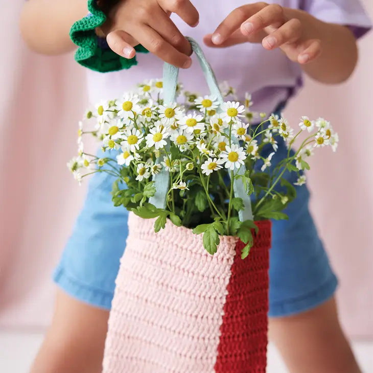 BOLSO TOTE CROCHET ROSA