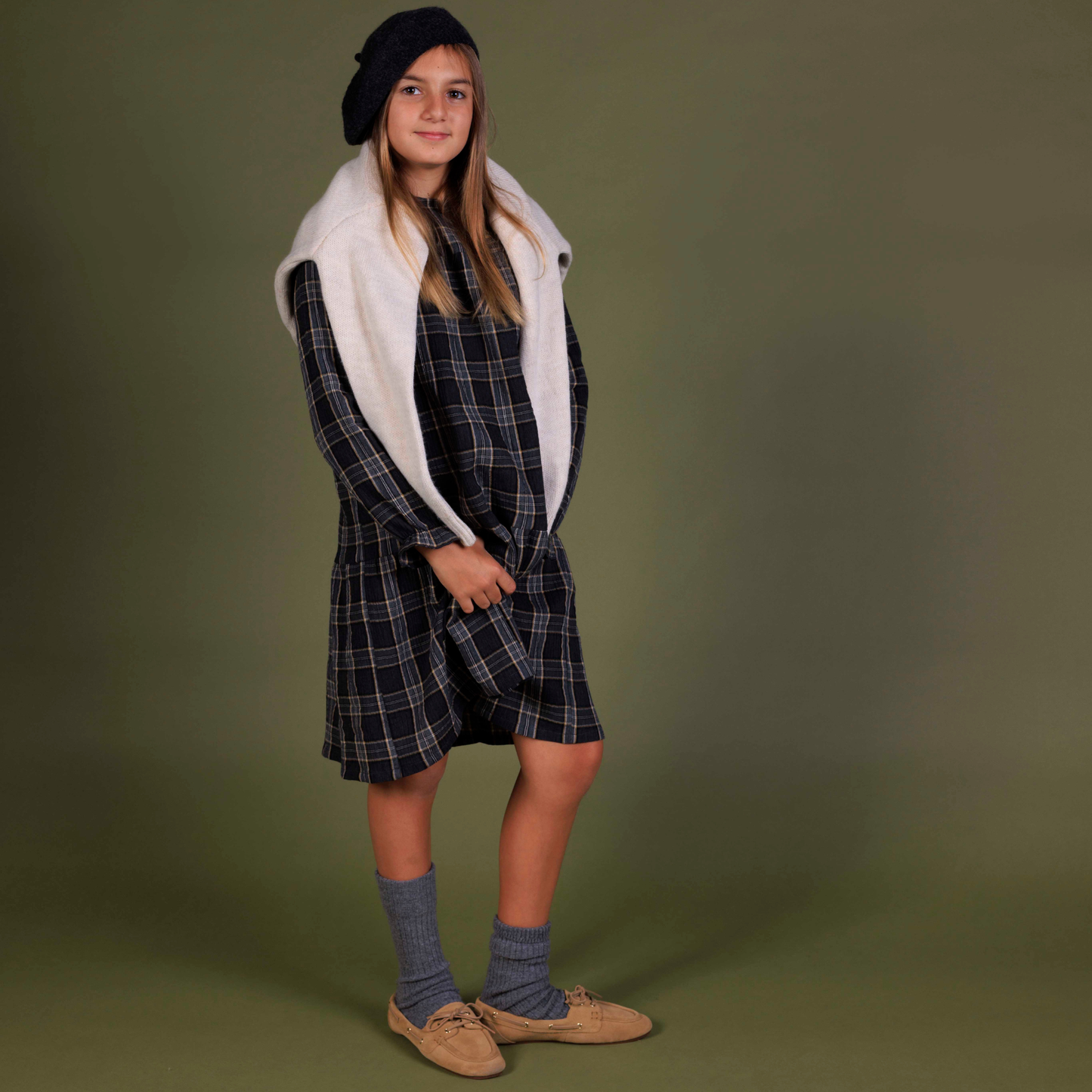 VESTIDO VIRGINIA CUADROS GRIS