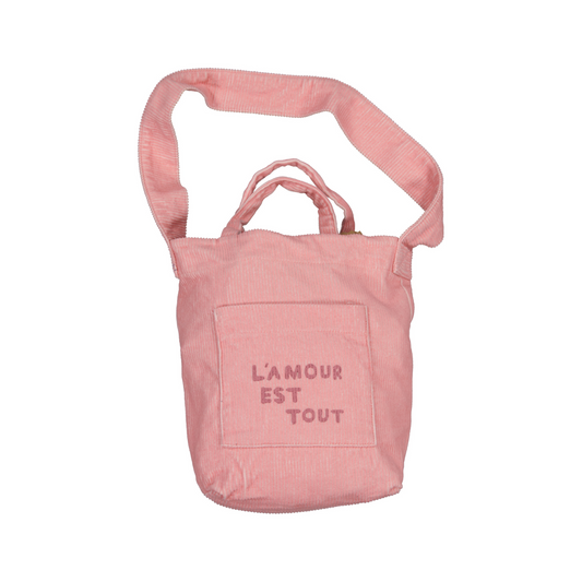 SAC EN VELOURS CÔTELÉ ROSE